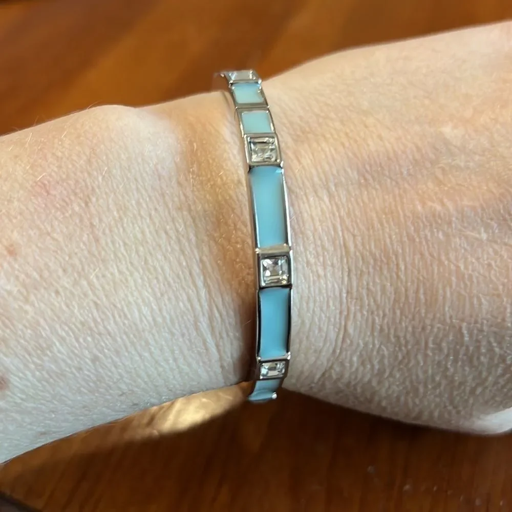 Bundle Sale 3 for $15 | Baby Blue Enamel |  Rhinestone Hinge Bracelet